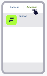 Prima "Adicionar" no canto superior direito para confirmar.