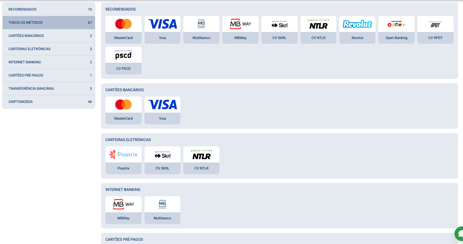 Fairpari Metodos de Pagamento