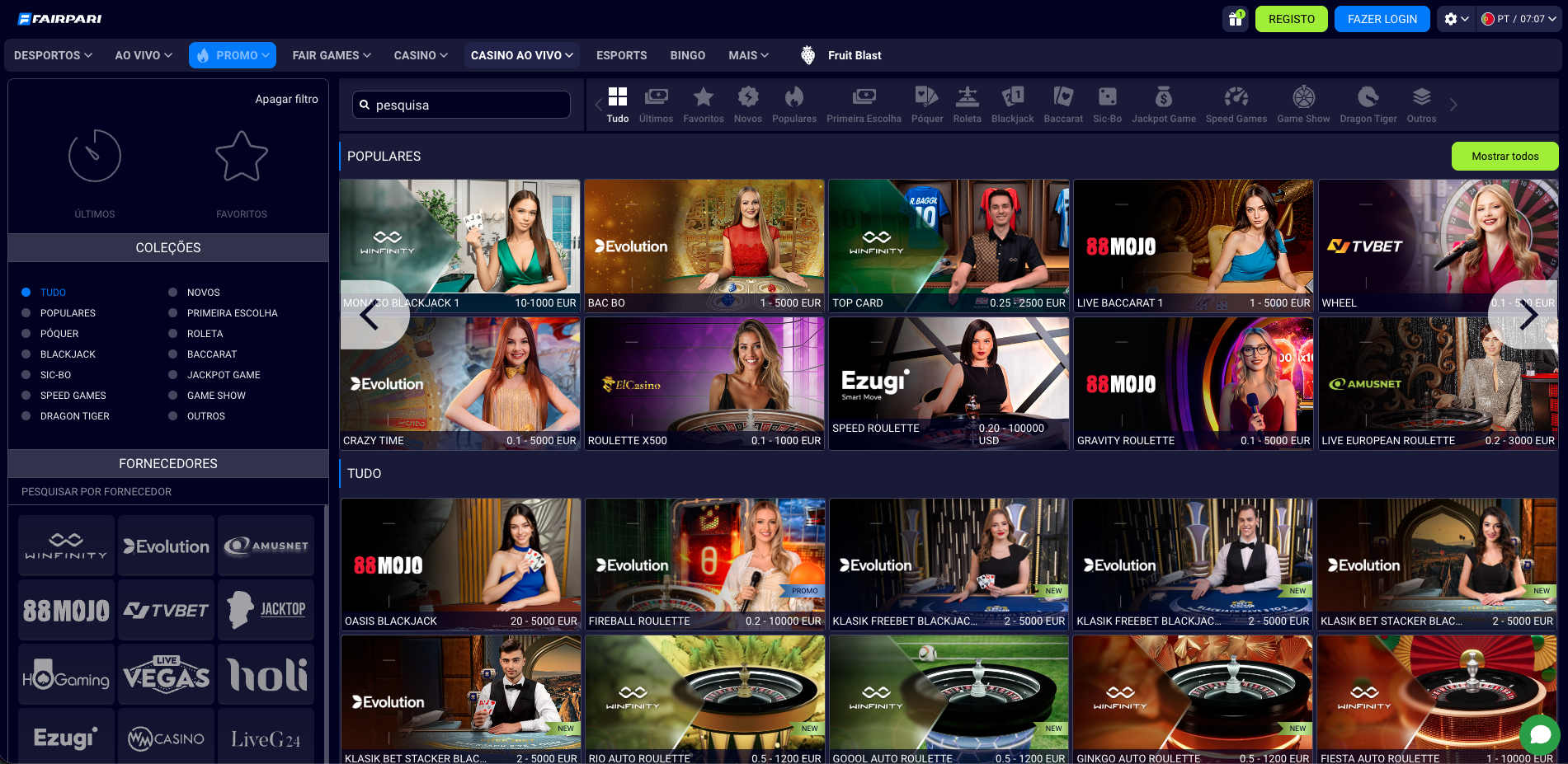 Faripari Casino ao Vivo